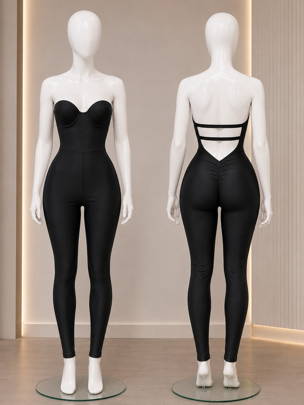 Strapless Black Sculpting Jumpsuit